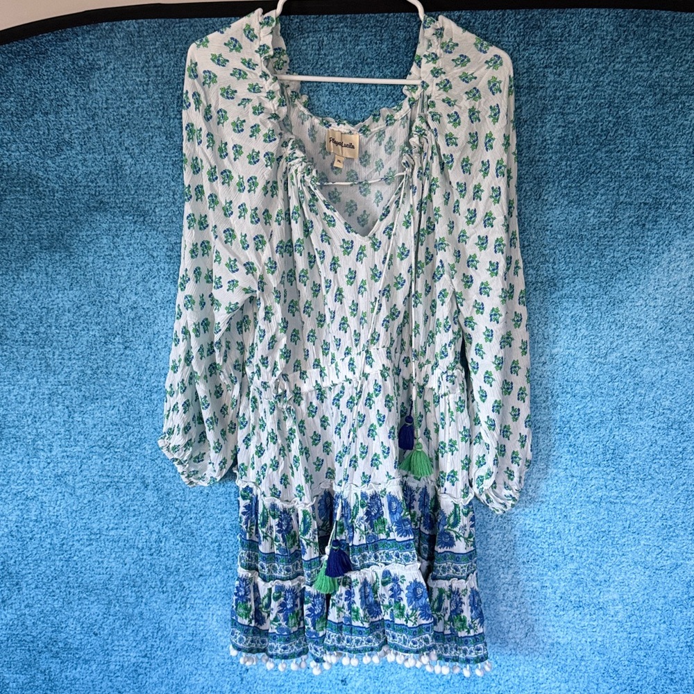 Floral Green and Blue Midi Dress